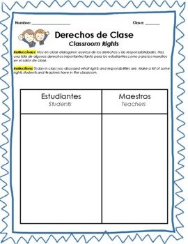 Preview of Rights & Responsibilities Bilingual  Activity Sheet (updated)