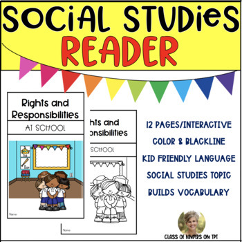 Preview of Rights and Responsibilities Reader for Kindergarten & First Grade Social Studies