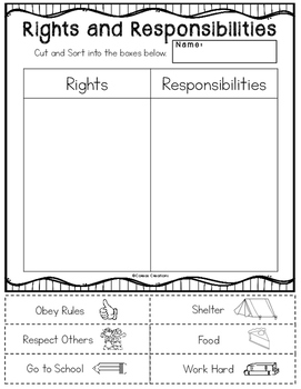 Preview of Rights and Responsibilities Sort