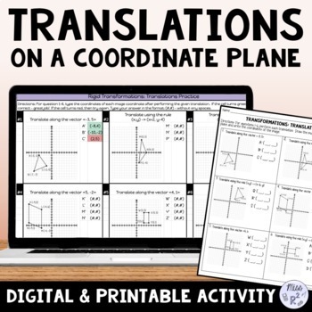 Preview of Rigid Motion Transformations: Translations Digital & Print Practice
