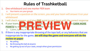 Preview of Rigid Transformations & Congruence Trashketball Review