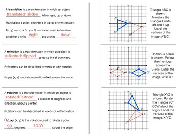 Rigid Transformations Foldable by Ms Miles Math | TpT