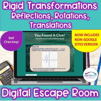 Preview of Rigid Transformations: Reflections, Rotations, Translations Digital Escape Room