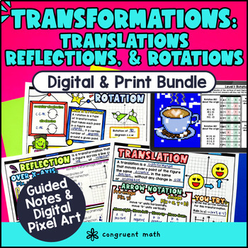 Preview of Rigid Transformations Translations Reflection & Rotations, Digital & Print Notes