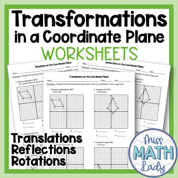 Preview of Rigid Transformations Worksheets for Translations Reflections Rotations