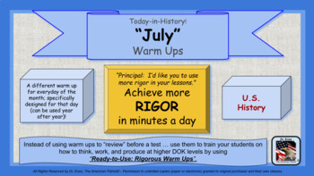 Preview of Rigorous Warm Ups: US History - [July] (Distance Learning & GC Ready)