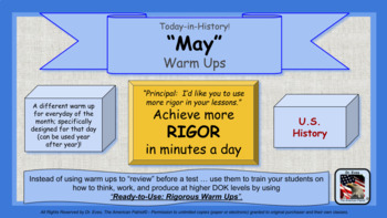 Preview of Rigorous Warm Ups: US History - [May] (Distance Learning & GC Ready)