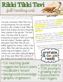 Preview of Reading Comprehension for Middle School - Rikki Tikki Tavi