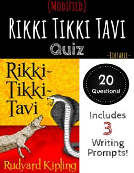 Preview of Rikki Tikki Tavi MODIFIED Comprehension Quiz | Google-PDF-Powerpoint | Editable