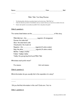 Preview of Rikki Tikki Tavi Study Guide Sheet