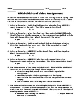 Preview of Rikki Tikki Tavi Video and Literature Activity