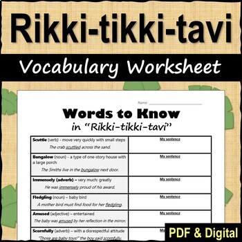 Preview of Free Rikki tikki tavi Vocabulary Worksheet - Printable & Digital