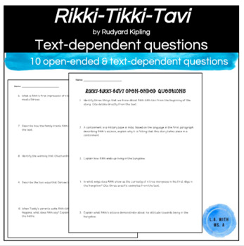 Preview of Rikki-tikki-tavi Open-Ended Questions Handout