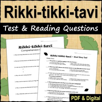Preview of "Rikki-tikki-tavi" Test and Reading Questions - Printable & Digital