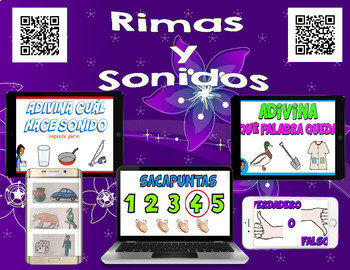 Preview of Spanish 465 QR Codes - Rimas y Sonidos, Videos de Rimas - iPad Listening Station
