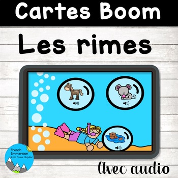 Preview of Rimes trouve le mot French rhymes Boom™ with audio Phonological awareness