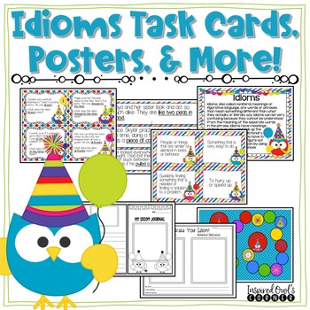 Preview of Idioms Posters, Task Cards, and Journal