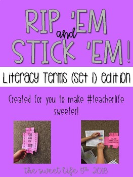 Preview of Rip 'Em and Stick 'Em: LITERARY TERMS (SET 1)
