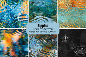 Preview of Ripples Seamless Patterns Digital Paper Background
