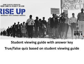 Preview of Rise Up:  The Movement that Changed America  viewing guide, quiz & keys