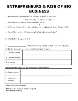 handout a background essay the rise of big business answers