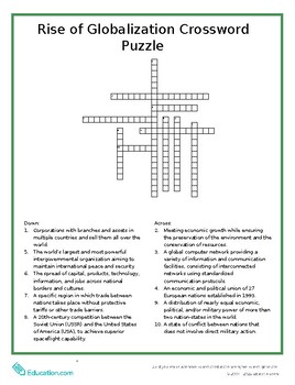 Preview of Rise of Globalization Crossword Puzzle