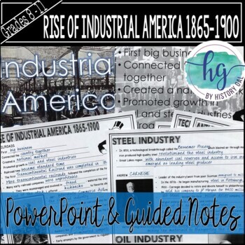 Preview of Rise of Industrial America 1865-1900 PowerPoint & Guided Notes (Print & Digital)