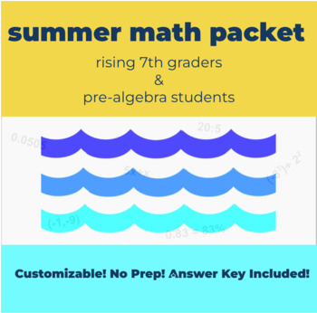 Preview of Rising 7th grade / Pre-algebra SUMMER WORK PACKET - Answer key!