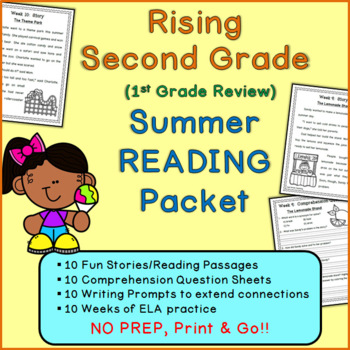 Preview of Rising Second Grade Summer Reading Packet (First Grade Review)