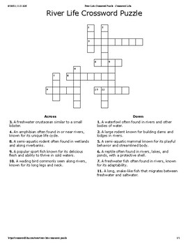 River Life Crossword Puzzle by Curt s Journey TPT