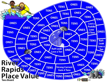 Preview of River Rapids Place Value Board Game - Tens, Hundreds, and Thousands