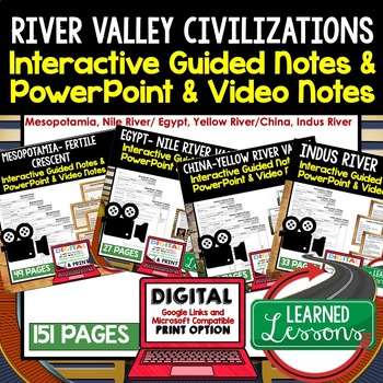 Preview of River Valley Civilization Guided Notes and PowerPoints, World History BUNDLE