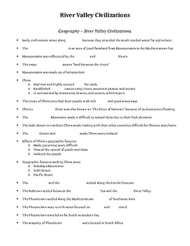 Preview of River Valley Civilizations Guided Notes