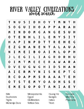 Preview of River Valley Civilizations Word Search