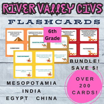 Preview of River Valley Civs Flashcards BUNDLE! - India China Egypt Fertile Crescent