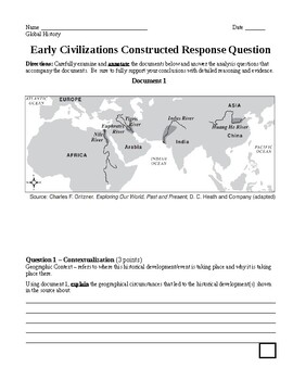 Preview of River Valleys Constructed Response Question (New Regents Style)