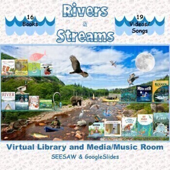 Preview of Rivers & Streams Virtual Library & Media/Music Room - SEESAW & Google Slides