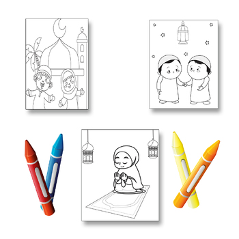 Preview of Ramadan coloring pages pack
