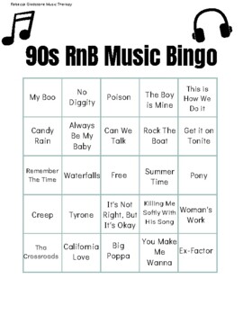 RnB Music Bingo