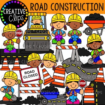 Road Construction Kids Clipart {Creative Clips Clipart} | TpT
