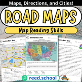 Road Map Activity: Practice Map Skills - Directions, Cities