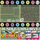 Road Shape Clipart BUNDLE | Letter Numbers & 2D Shape Road