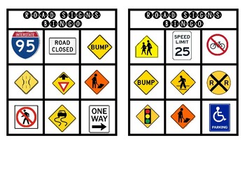 Road Signs Bingo by Trainer of Exceptional Learners | TPT