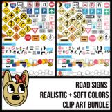 Road Signs Clip Art Bundle- realistic and light colors - c
