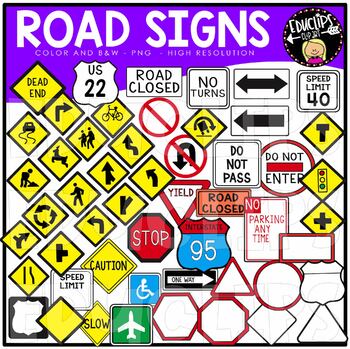 Preview of Road Signs Clip Art Set {Educlips Clipart}