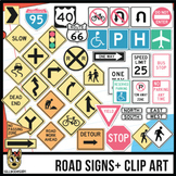 Road Signs Clip Art - light colors - customizable