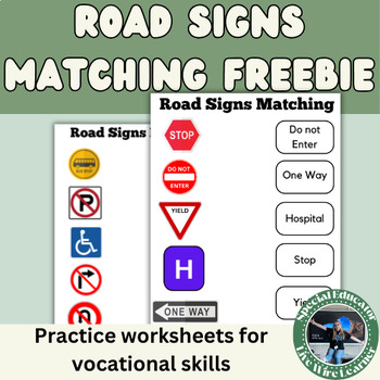 Preview of Road Signs Matching FREEBIE⎮Special Education⎮ Community Signs