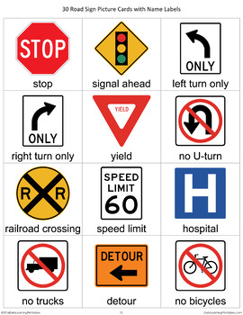 Road Signs Memory Game by Early Learning Printables | TpT