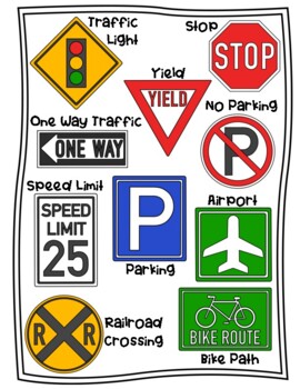 Road Signs Vocabulary: Coloring Level 1 by Teaching's Fun | TpT