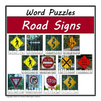 Road Signs Word Puzzles by Little Paper Creations TpT
